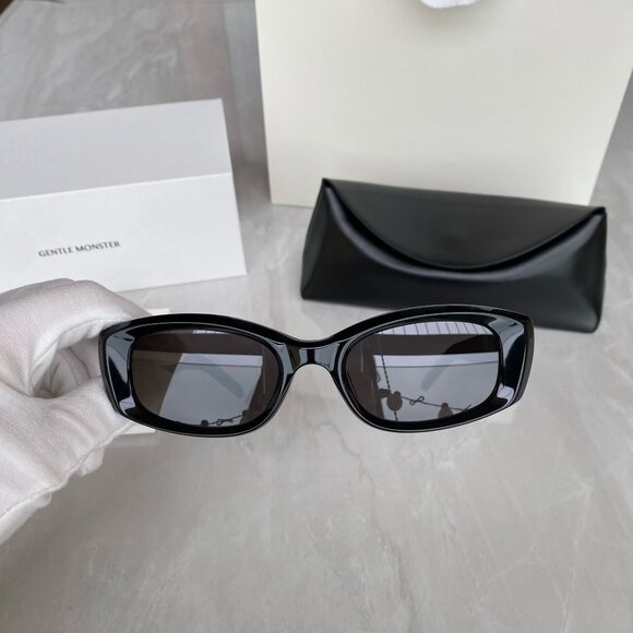 Gentle Monster Glossy Black Sunglasses Luxe Square Statement main image 12